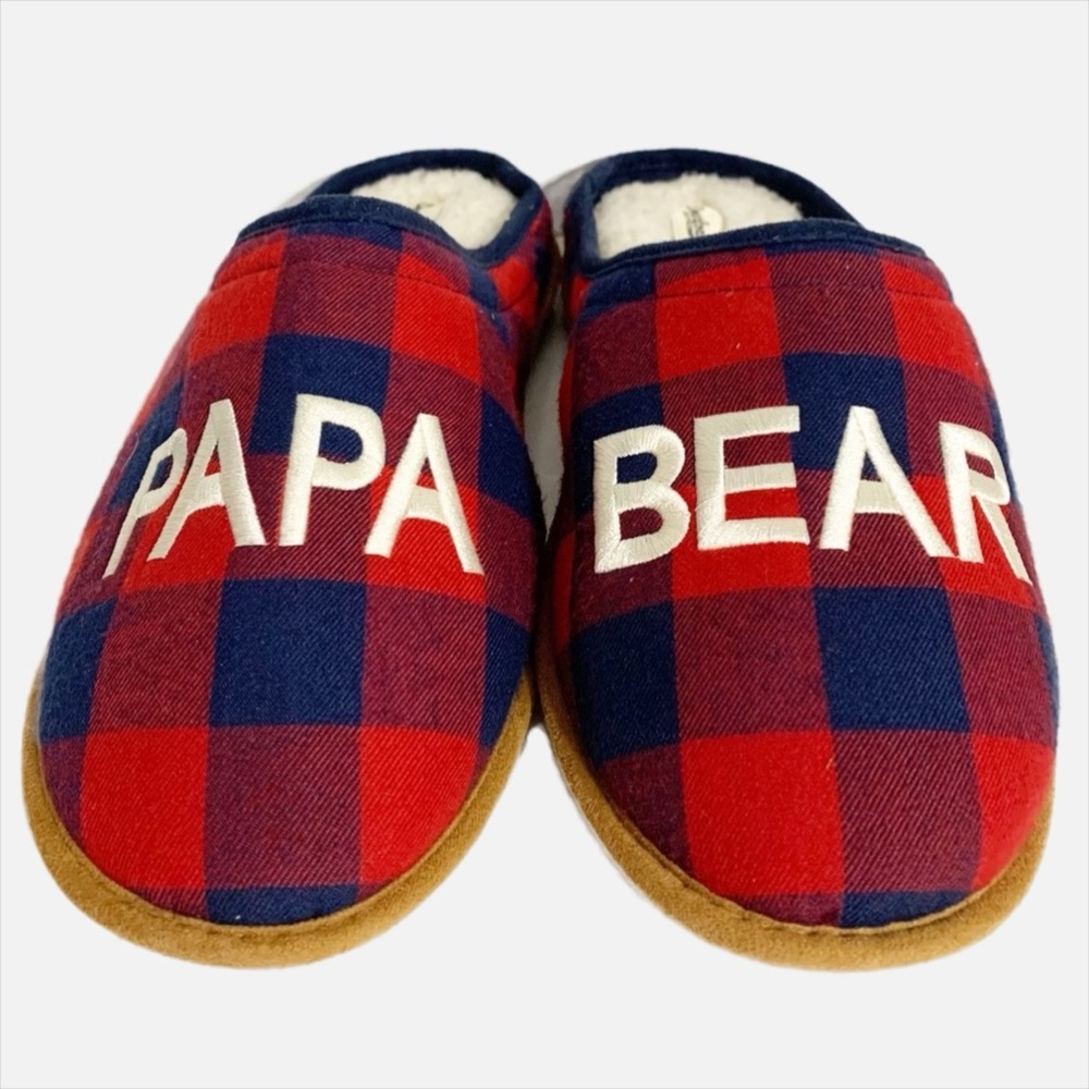 Dearfoams Papa Bear Buffalo🦬 Check Clog Slippers Lined in Teddy Fur Memory Foam
